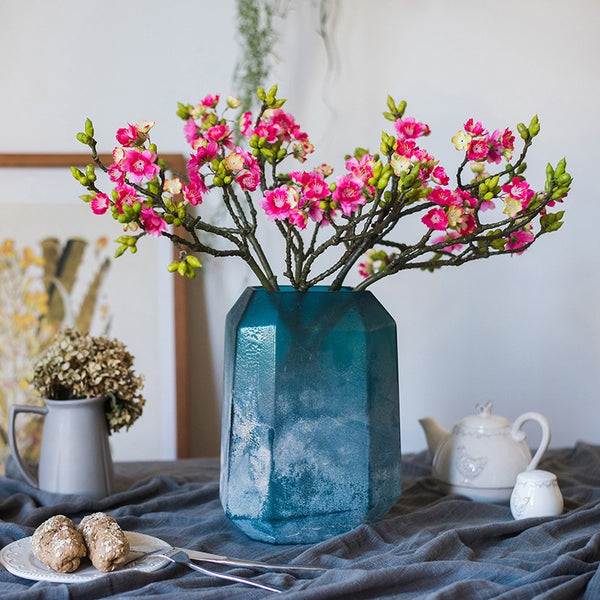 Creative Flower Arrangement Ideas for Home Decoration, Red Cherry Blossom, Sakura Flowers, Unique Artificial Flowers, Simple Artificial Floral for Dining Room-Paintingforhome