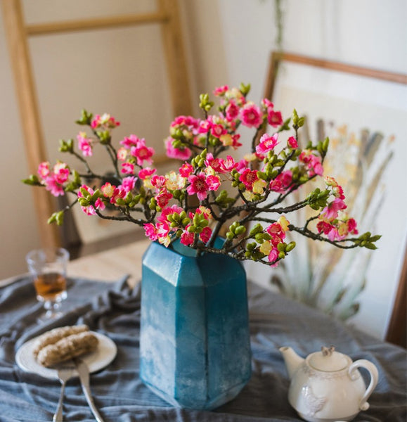 Creative Flower Arrangement Ideas for Home Decoration, Red Cherry Blossom, Sakura Flowers, Unique Artificial Flowers, Simple Artificial Floral for Dining Room-Paintingforhome