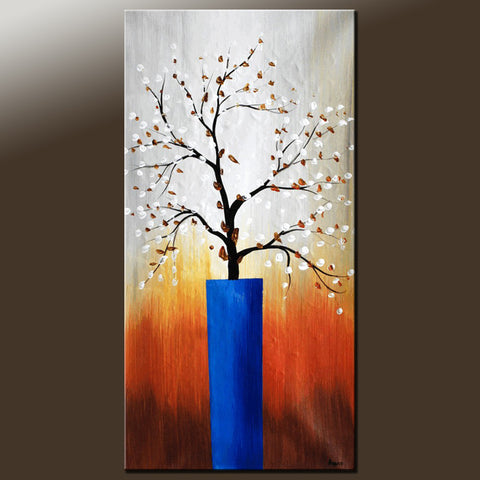 Oil Painting, Floral Art, Flower Painting, Bedroom Wall Art, Heavy Texture Painting, Bedroom Wall Art, Canvas Art, Modern Art, Contemporary Art-Paintingforhome