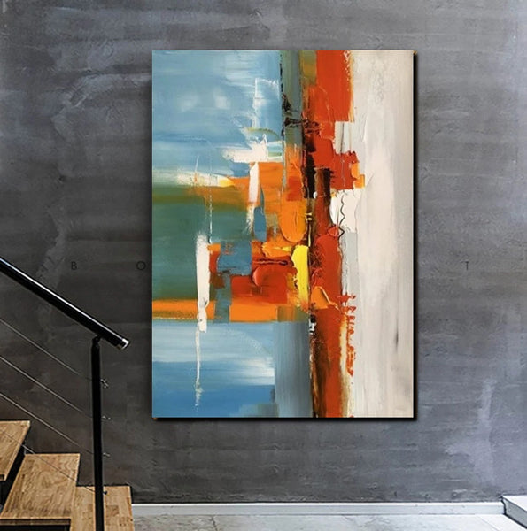 Abstract Paintings Behind Sofa, Heavy Texture Paintings for Living Room, Contemporary Modern Art, Buy Large Paintings Online-Paintingforhome