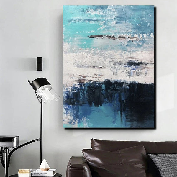 Blue Abstract Paintings, Acrylic Paintings for Bedroom, Contemporary Canvas Wall Art, Buy Large Paintings Online-Paintingforhome