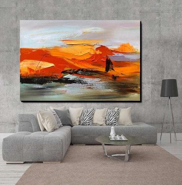 Acrylic Paintings on Canvas, Large Paintings Behind Sofa, Large Painting for Living Room, Heavy Texture Painting, Buy Paintings Online-Paintingforhome