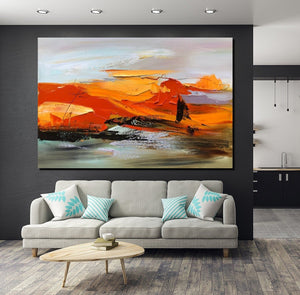 Acrylic Paintings on Canvas, Large Paintings Behind Sofa, Large Painting for Living Room, Heavy Texture Painting, Buy Paintings Online-Paintingforhome