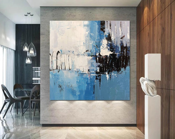 Simple Abstract Painting for Living Room, Modern Paintings for Dining Room, Blue Contemporary Modern Art Paintings, Hand Painted Art, Bedroom Wall Art Ideas-Paintingforhome