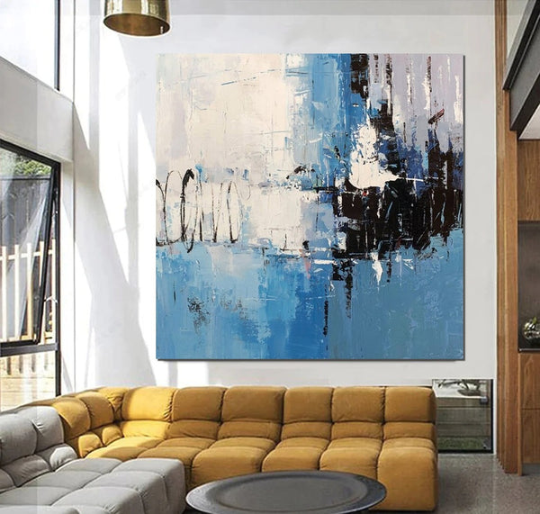 Simple Abstract Painting for Living Room, Modern Paintings for Dining Room, Blue Contemporary Modern Art Paintings, Hand Painted Art, Bedroom Wall Art Ideas-Paintingforhome
