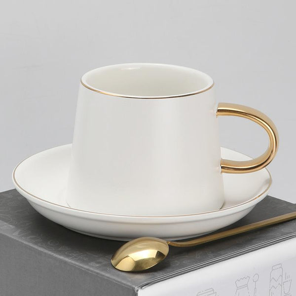 Ceramic Cup, Coffee Cup and Saucer Set,Black Coffee Cup, Blue, Green, White Coffee Mug, Tea Cup-Paintingforhome
