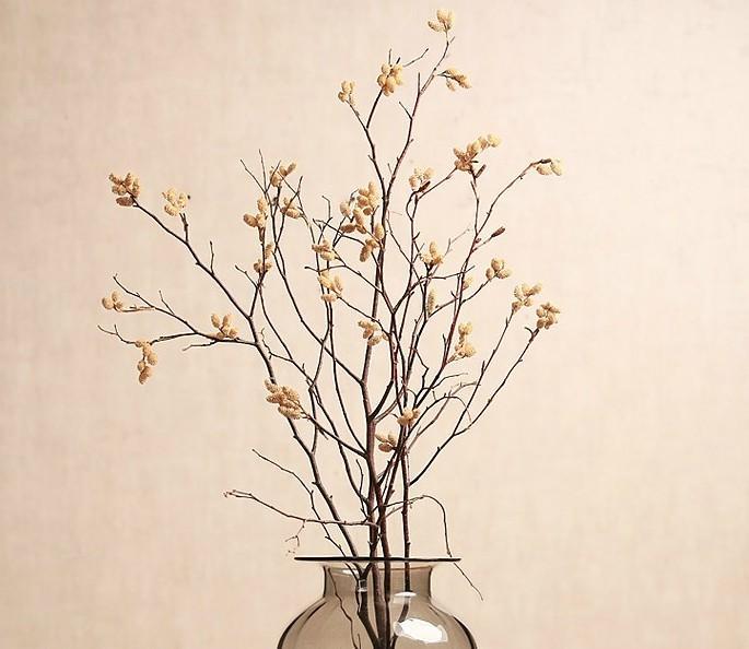 Dried Myrtle Twigs Natural Home Decor, Preserved Flower Arrangement, Rustic Floral Branch, Beige Dried Branches For Vase, Organic Minimalist Style