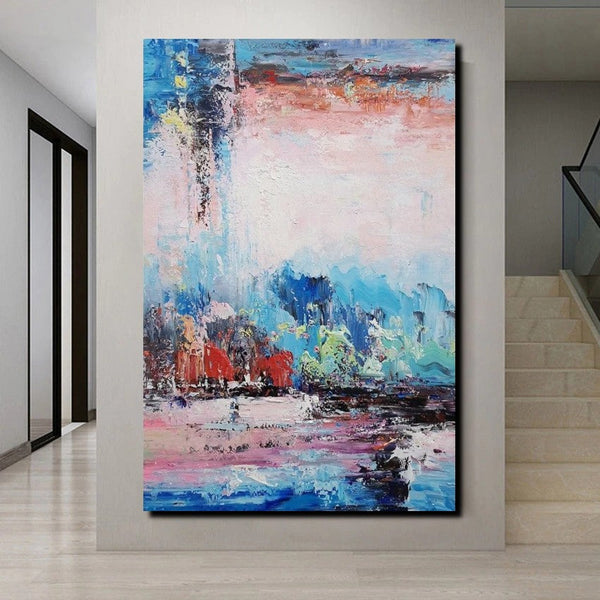 Modern Paintings Behind Sofa, Abstract Paintings for Living Room, Palette Knife Canvas Art, Impasto Wall Art, Buy Paintings Online-Paintingforhome