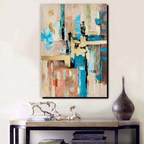 Abstract Paintings for Dining Room, Modern Paintings Behind Sofa, Palette Knife Canvas Art, Impasto Wall Art, Buy Paintings Online-Paintingforhome