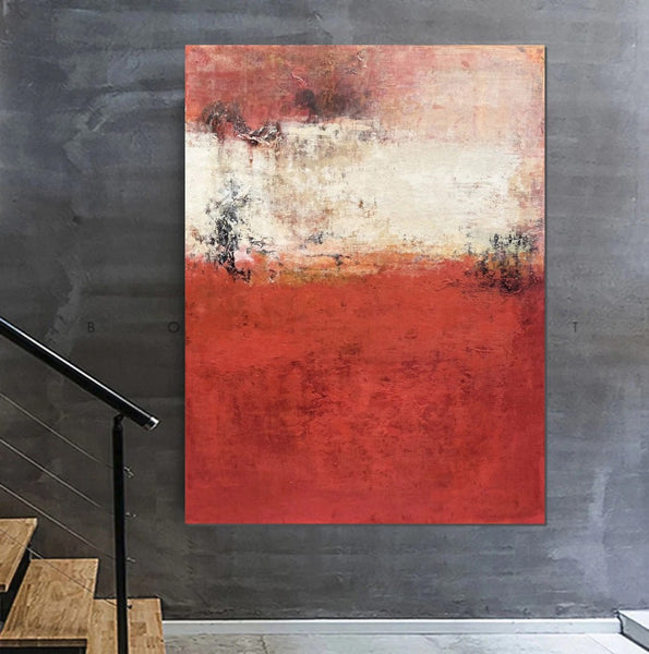 Canvas Painting for Living Room, Huge Contemporary Abstract Artwork, Red Abstract Painting Ideas for Interior Design, Modern Wall Art Painting-Paintingforhome