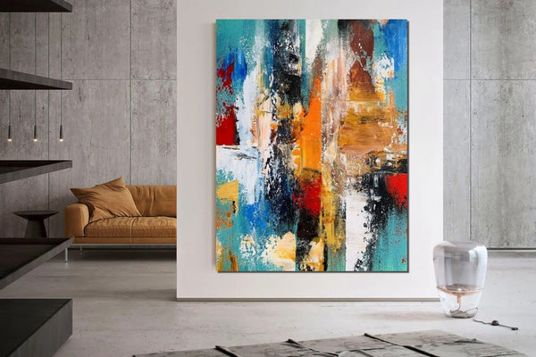 Colorful Abstract Acrylic Paintings for Living Room, Heavy Texture Canvas Art, Modern Contemporary Artwork, Buy Paintings Online-Paintingforhome