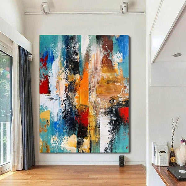 Colorful Abstract Acrylic Paintings for Living Room, Heavy Texture Canvas Art, Modern Contemporary Artwork, Buy Paintings Online-Paintingforhome