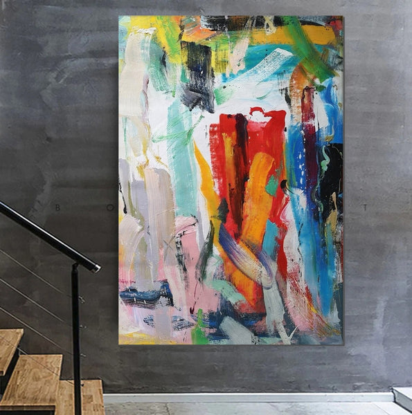 Modern Contemporary Artwork, Buy Paintings Online, Colorful Abstract Acrylic Paintings for Living Room, Heavy Texture Canvas Art, Impasto Wall Art Paintings-Paintingforhome
